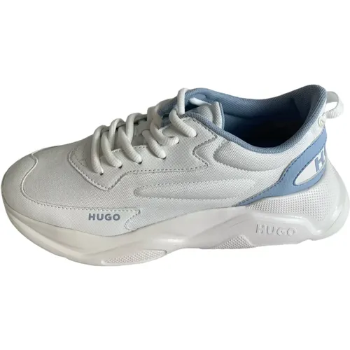 Pastel Blue Sneakers with Contrast Details , female, Sizes: 4 UK, 3 UK - Hugo Boss - Modalova