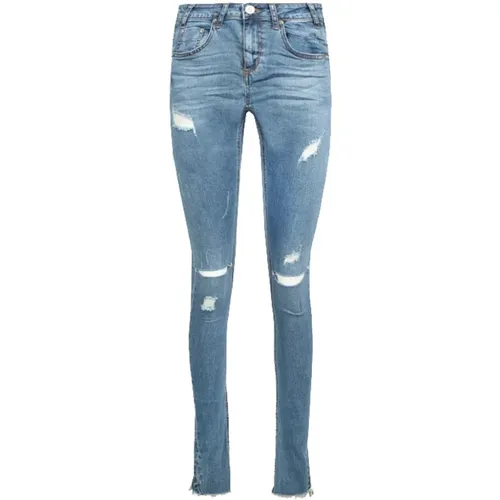 Denim Skinny Jeans with Distressed Details , female, Sizes: W25, W28, W27, W26, W29 - One Teaspoon - Modalova