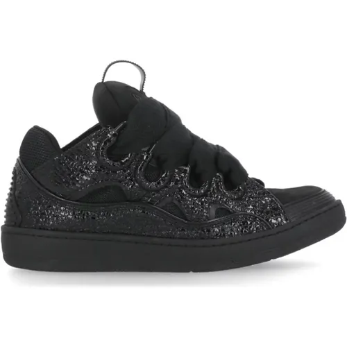 Schwarze Ledersneakers Runde Spitze - Lanvin - Modalova