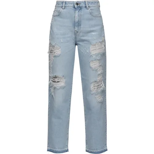 Distressed mom-fit jeans , female, Sizes: W28, W27 - pinko - Modalova