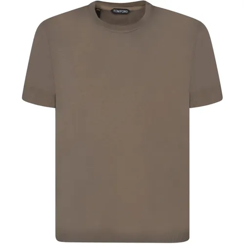 Green T-Shirt Roundneck Ribbed Trim , male, Sizes: L - Tom Ford - Modalova