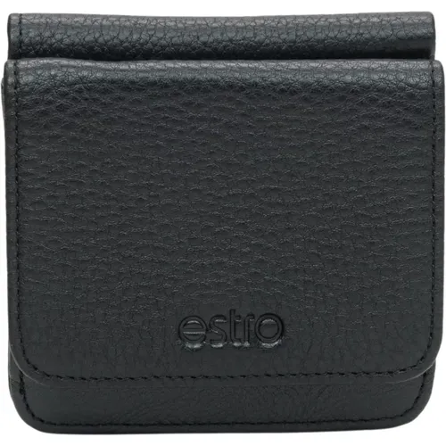 Schwarze Leder Billfold Brieftasche - Estro - Modalova