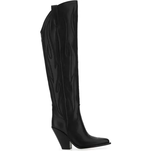 Schwarze Leder Hermosillo -Stiefel , Damen, Größe: 37 EU - Sonora - Modalova