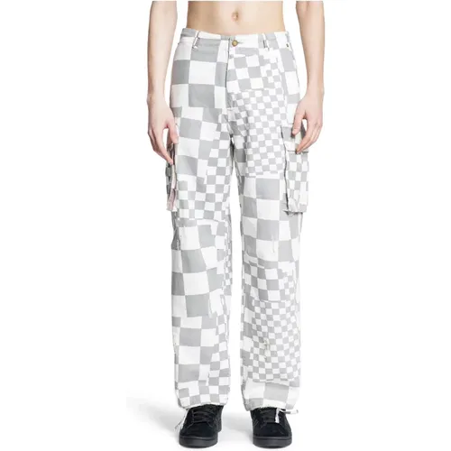 Checkered Cargo Pants with Drawstring Hem , male, Sizes: XS, S, L - ERL - Modalova