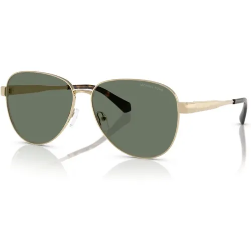 Gold Frame Green Lens Sunglasses Biarritz , unisex, Sizes: 61 MM - Michael Kors - Modalova