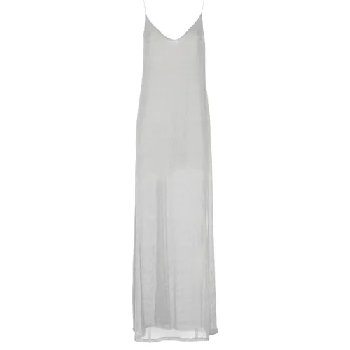 Silver Silk V-Neck Flared Hem Dress , female, Sizes: M, S, XS - The Nina Studio - Modalova
