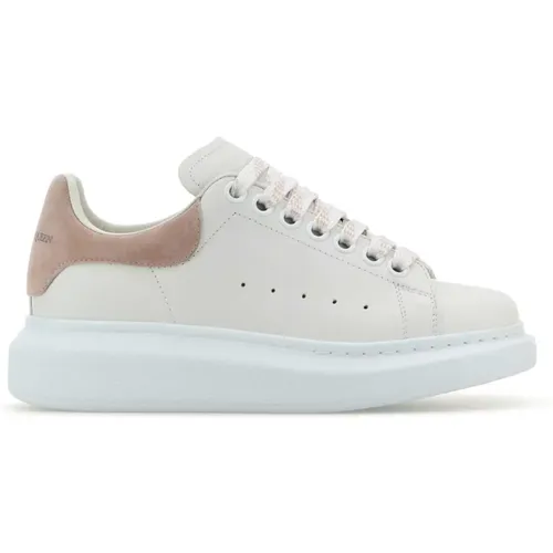 Weiße Ledersneaker mit rosa Wildlederabsatz , Damen, Größe: 36 1/2 EU - alexander mcqueen - Modalova