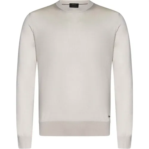 Luxury Ivory Crew-Neck Sweater , male, Sizes: S, M, L - Brioni - Modalova