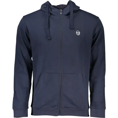 Blaue Kapuzen-Sweatshirt mit Reißverschluss Besticktes Logo - Sergio Tacchini - Modalova