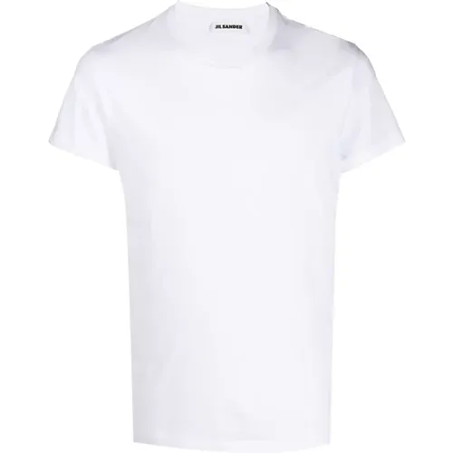 Men`s Ribbed Cotton Creweck T-shirt , male, Sizes: L, M - Jil Sander - Modalova