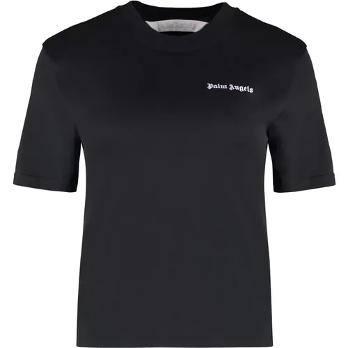 Kontrast Logo Baumwoll T-Shirt , Damen, Größe: L - Palm Angels - Modalova