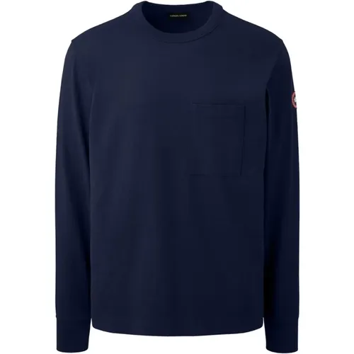 Gladstone Long Sleeve T-Shirt Navy , male, Sizes: L, XL, M - Canada Goose - Modalova