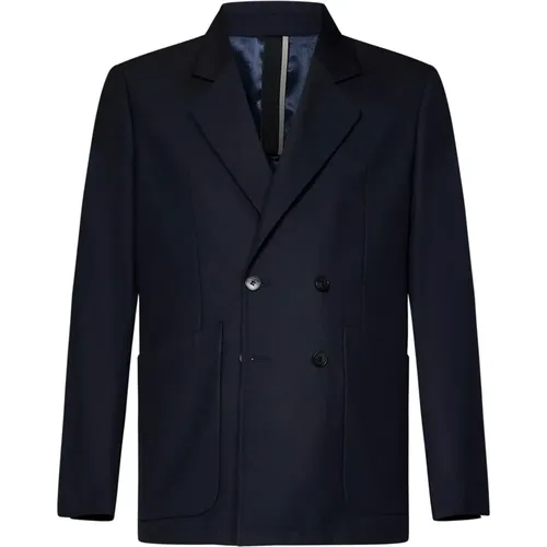 Blauer Zweireihiger Blazer Oberbekleidung , Herren, Größe: XL - Low Brand - Modalova