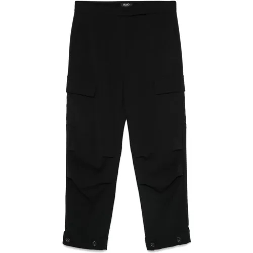 Schwarze Cargohose mit Dart-Details , Damen, Größe: L - Liu Jo - Modalova