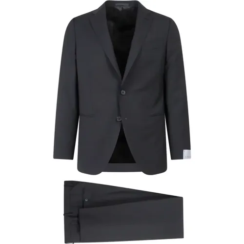 Schwarzer Blazer Anzug mit Zwei Knöpfen - Caruso - Modalova