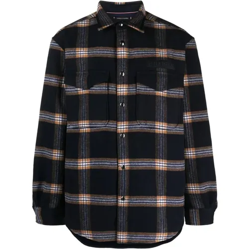 Blue Check Overshirt , male, Sizes: 2XL, L - Tommy Hilfiger - Modalova