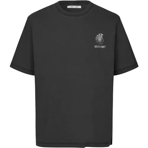 T-Shirt mit Kurzen Ärmeln und Druck , Herren, Größe: XL - Samsøe Samsøe - Modalova
