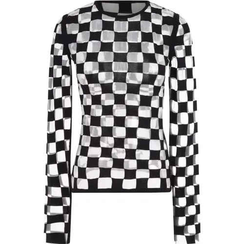 Checkered Mesh Top with Crystal Detail , female, Sizes: S - SPORTMAX - Modalova