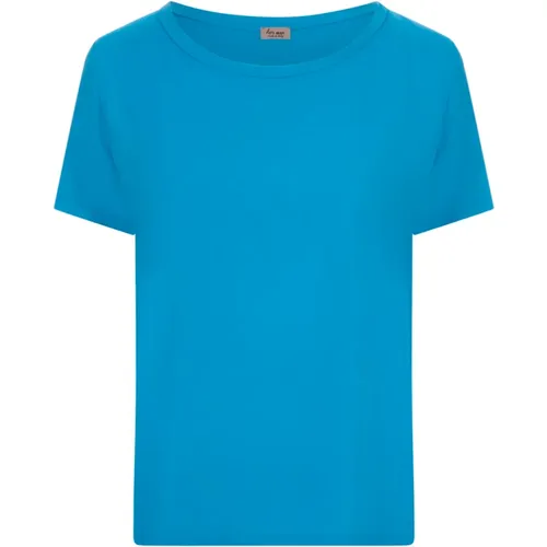 Seidenblaues T-Shirt mit Rundhalsausschnitt , Damen, Größe: S - Her Shirt - Modalova