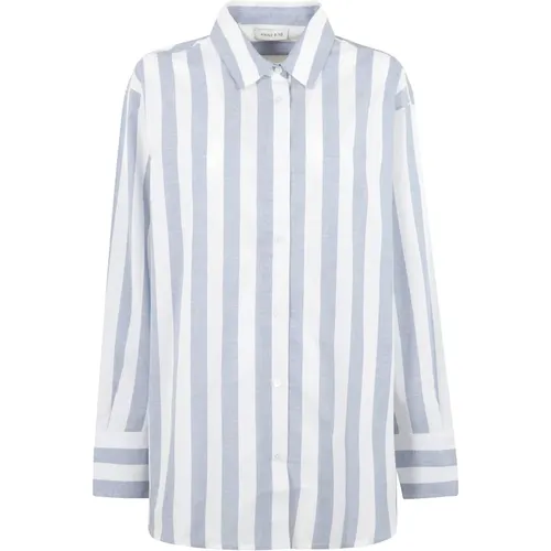 Striped Plaza Shirt in White and Blue , female, Sizes: S, XS - Anine Bing - Modalova