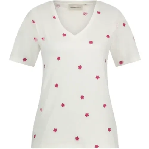 Phill V-neck Pink Flower T-shirt , Damen, Größe: L - Fabienne Chapot - Modalova
