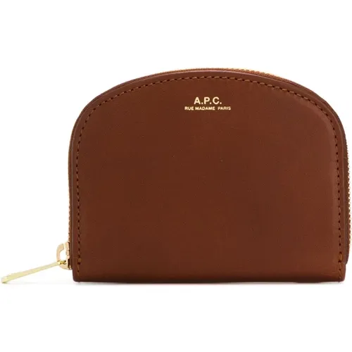 Smooth Leather Wallet with Zip-Around Closure , female, Sizes: ONE SIZE - A.p.c. - Modalova