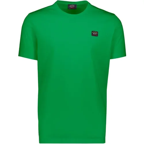 Organisches Baumwoll-T-Shirt mit Rundhalsausschnitt und Heritage Patch,T-Shirt,T-Shirts - PAUL & SHARK - Modalova