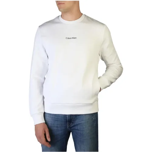 Herren Sweatshirt mit langen Ärmeln in einfarbiger Farbe , Herren, Größe: L - Calvin Klein - Modalova