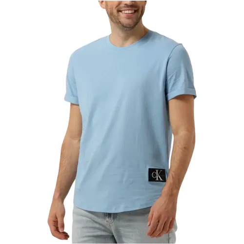 Herren Polo & T-Shirt mit Abzeichen , Herren, Größe: M - Calvin Klein - Modalova