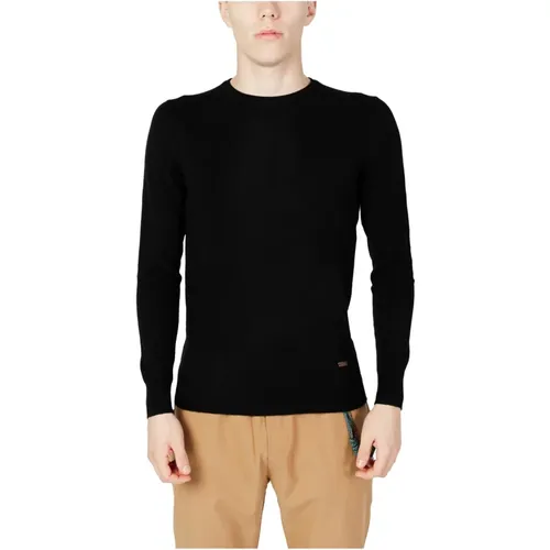 Schwarzer Rundhals-Strickpullover für Männer , Herren, Größe: XS - Gianni Lupo - Modalova