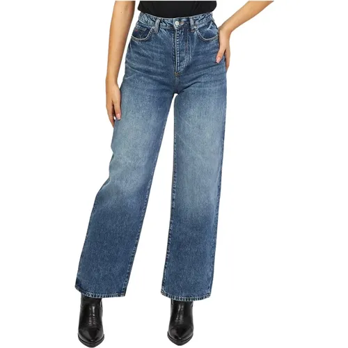 Blaue Straight Fit Denim Jeans , Damen, Größe: W29 - Armani Exchange - Modalova