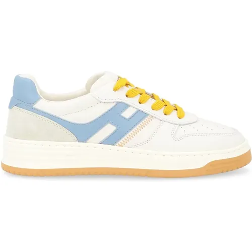 Weiße, blaue und gelbe Ledersneaker - Hogan - Modalova
