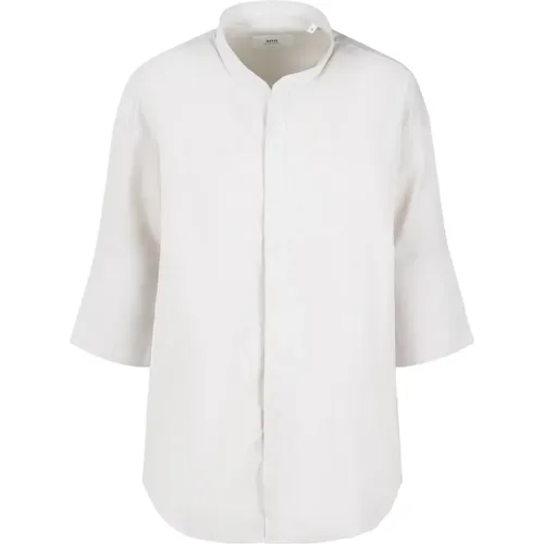 Oversized Mandarin Collar Cotton Shirt , female, Sizes: M, L - Ami Paris - Modalova