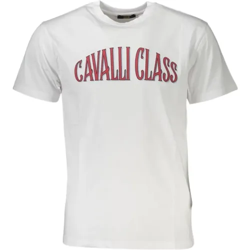 Elegantes weißes Logo-Print-Tee , Herren, Größe: L - Cavalli Class - Modalova