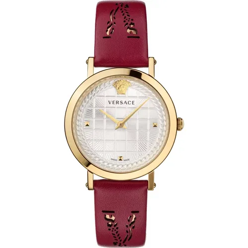 Medusa Chain Leather Watch Red , female, Sizes: ONE SIZE - Versace - Modalova