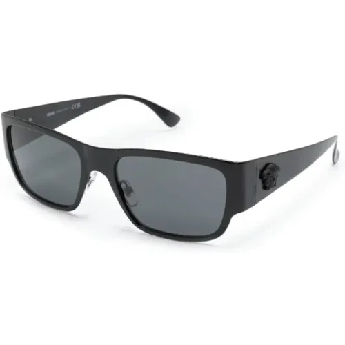 Schwarze Sonnenbrille mit Original-Etui , Herren, Größe: 56 MM - Versace - Modalova
