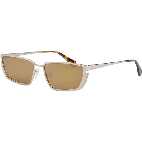Goldene Richfield Sonnenbrille , Herren, Größe: 56 MM - Off White - Modalova