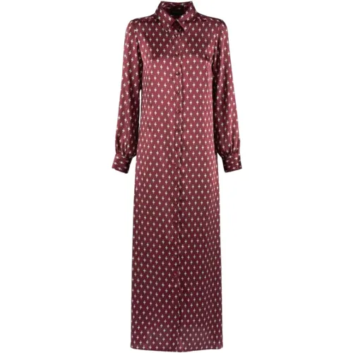 Tie Print Lange Hemdblusenkleid , Damen, Größe: M - Nenette - Modalova