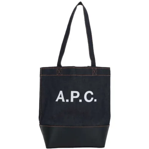 Blaue Denim Tote Tasche mit Lederbasis - A.P.C. - Modalova