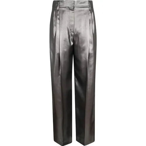 Luxurious Grey Silk Trousers , female, Sizes: S, XS - BRUNELLO CUCINELLI - Modalova