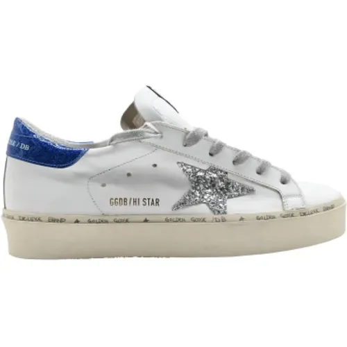 White Glitter Hi-Star Sneakers for Men , male, Sizes: 5 UK - Golden Goose - Modalova