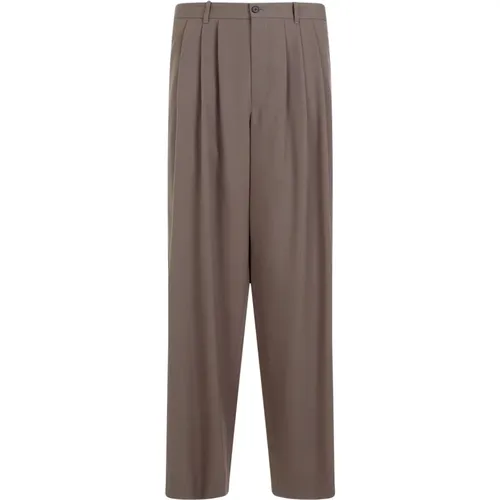 Brown Taupe Rufus Wide Trousers , male, Sizes: W34 - The Row - Modalova