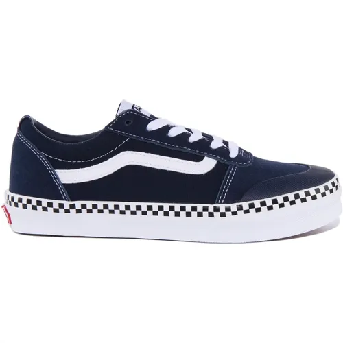 Checkerboard Sneaker Navy Youth , female, Sizes: 3 1/2 UK, 1 1/2 UK, 3 UK, 1 UK, 4 UK, 2 UK - Vans - Modalova