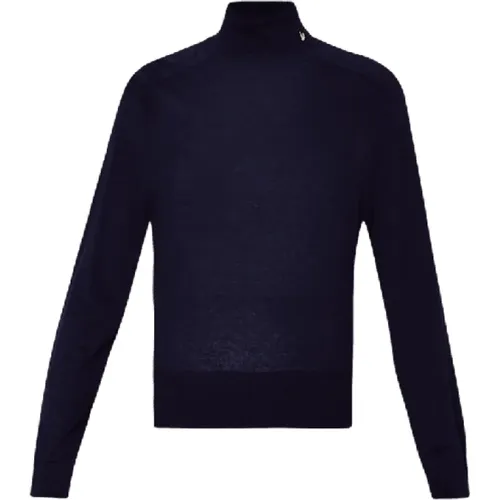 Blauer Rollkragenpullover mit Metalllogo , Damen, Größe: M - Liu Jo - Modalova