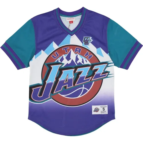 Utah Jazz Mesh V-neck Jersey , Herren, Größe: L - Mitchell & Ness - Modalova