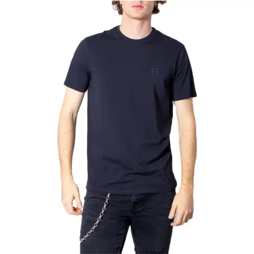 Blaues Herren T-Shirt mit Rundhalsausschnitt , Herren, Größe: S - Armani Exchange - Modalova