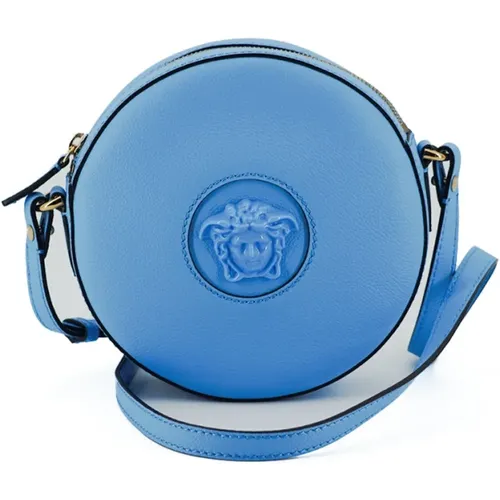 Elegante blaue Lederschultertasche - Versace - Modalova