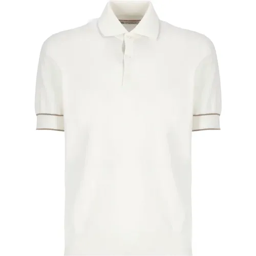 Ivory Baumwoll Polo Shirt für Männer - BRUNELLO CUCINELLI - Modalova