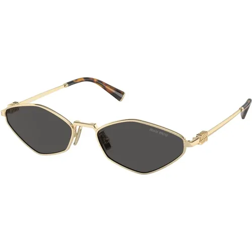 Damen-Sonnenbrille Squadrata Gold Lucido - Miu Miu - Modalova