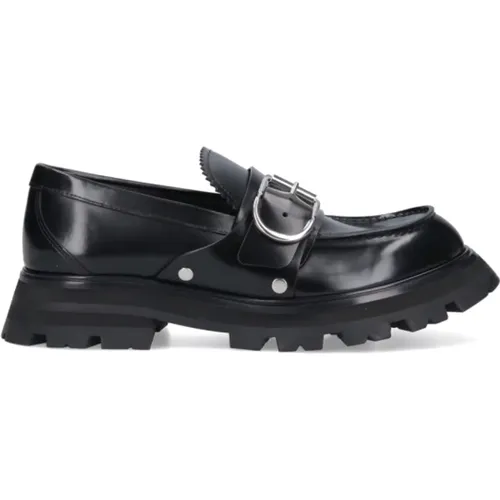 Schwarze Flache Mokassins Schuhe , Herren, Größe: 42 1/2 EU - alexander mcqueen - Modalova